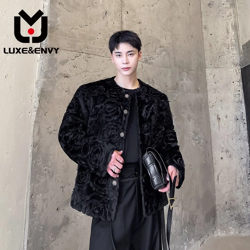 

LUXE&ENVY 2023 Spring Autumn New Design Suit Jacket Male Three-dimensional Jacquard Small Fragrant Wind Rose Korean Version Top