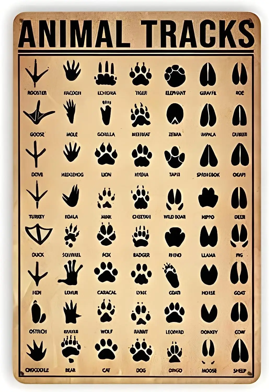 

Metal Tin Signs Retro Tin Sign Vintage Animal Tracks Metal Sign Animal Lover Wall Art Decor Bathroom Wall Decor Retro