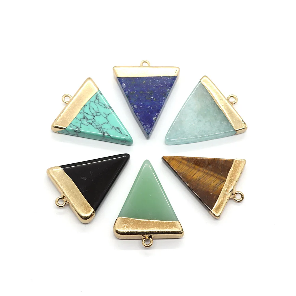 

Natural Stone Triangle Crystal Pendant 25x32mm Charm Agate Making DIY Necklace Earrings Fashion Jewelry Boutique Accessories