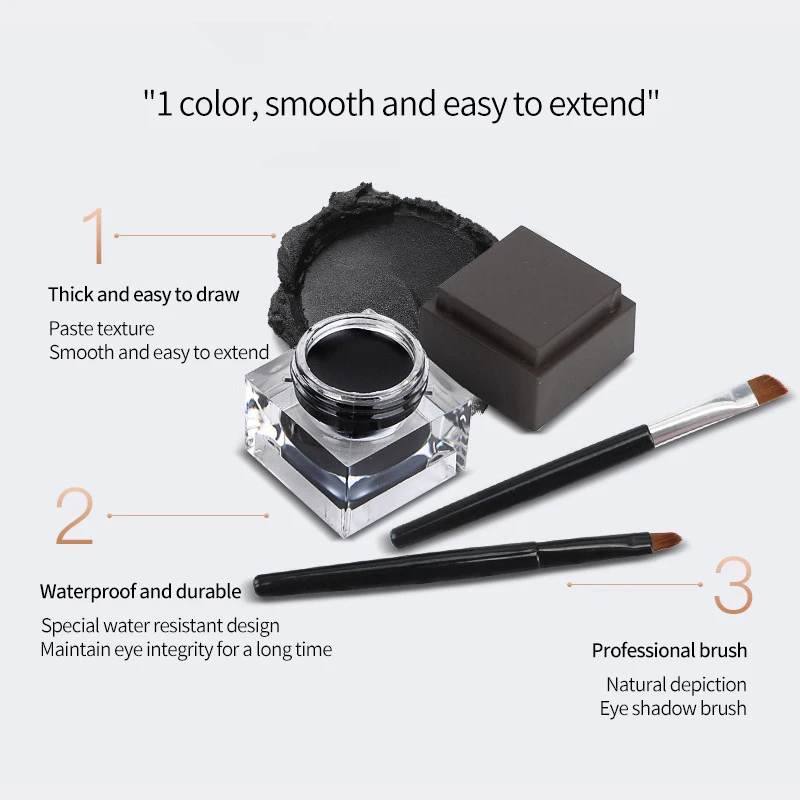 

3 цвета подводка для глаз крем для бровей + 2 кисти для бровей Набор водостойкий стойкий макияж без пятен покрытие подводка для глаз макияж глаз