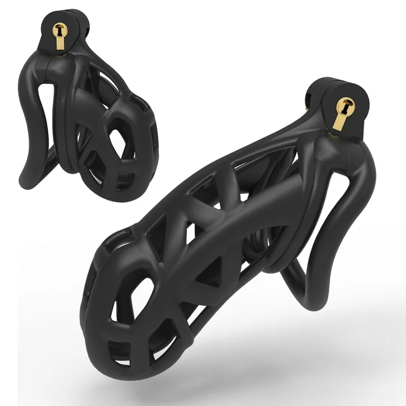 Мужское резиновое черное устройство верности V2.0 клетка на член Изогнутое Кольцо