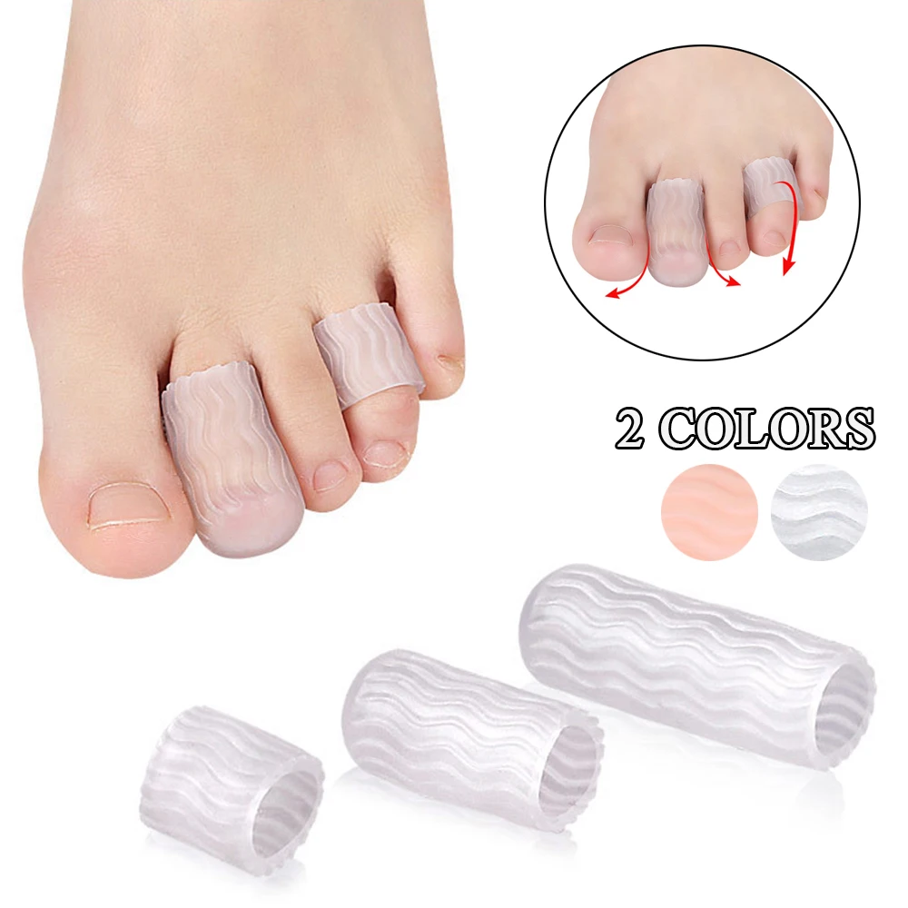 

1Pair Toe Finger Protector Silicone Gel Little Toe Tube Corns Blisters Corrector Protector Gel Bunion Toe Finger Protection Foot