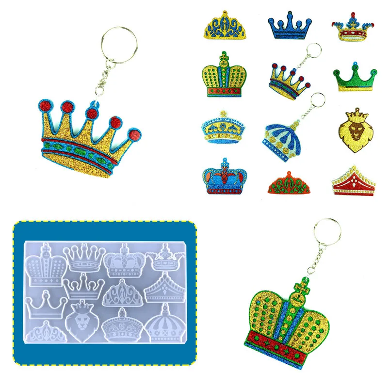 12 в 1 коронное кольцо-брелок форма из смолы для изготовления ключниц из эпоксидной силикона Молдавские ювелирные диадемы Бэг Чарм Крафт-инструменты.
