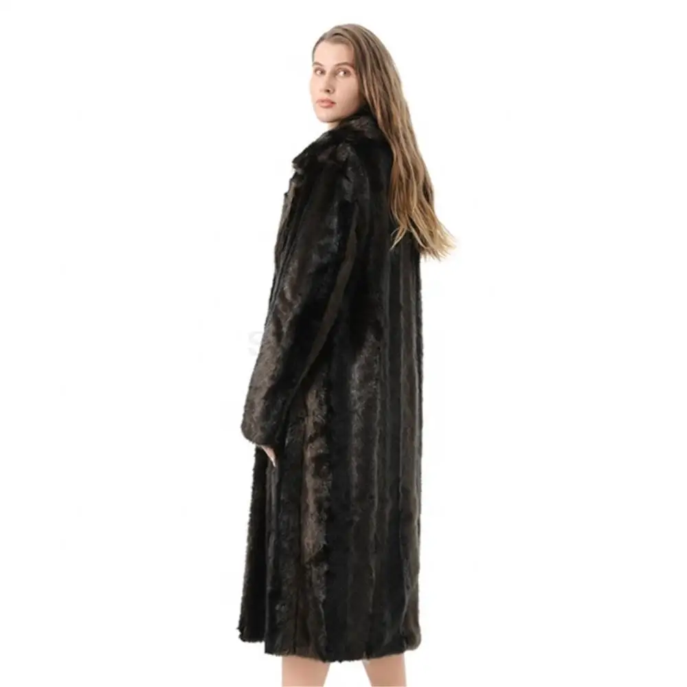 Women Winter Warm Long Single Breasted Coat Luxury Soft Lapel Fur Coat Fashion Leisure Teddy Fuzzy Pure Color Fur Jacket