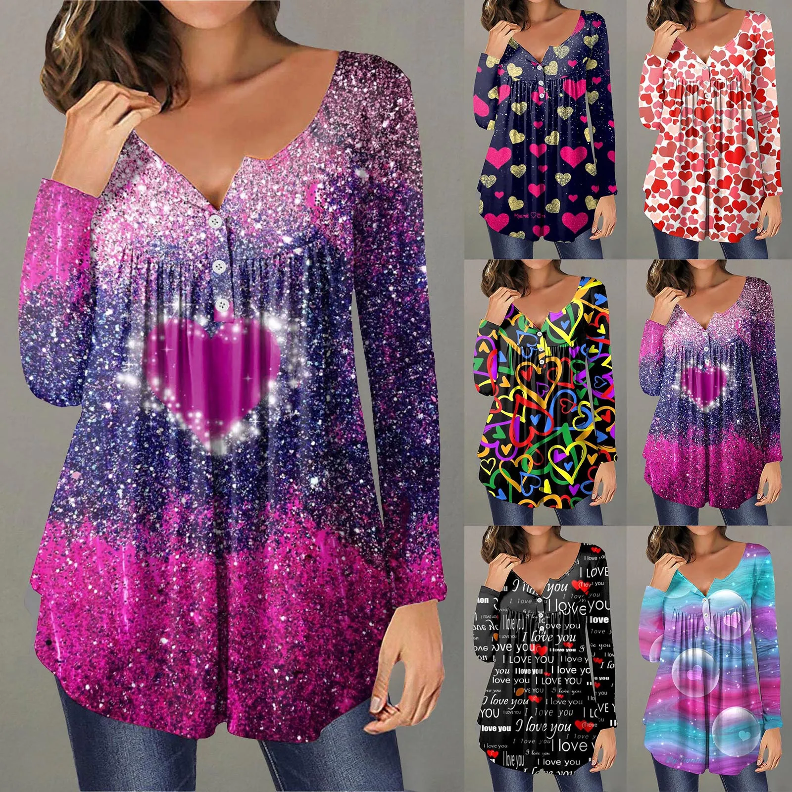 

Womens Fashion Long Sleeve Love Print Top T Shirt Polyester Long Sleeve All Womens Womens Hiking Shirts Top