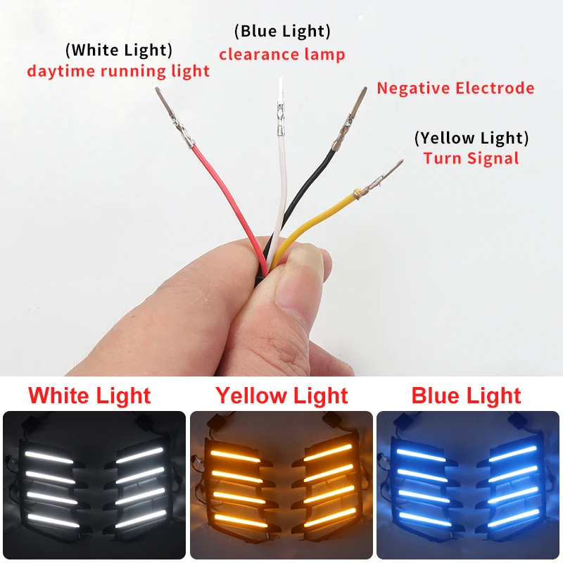 Фото Для Toyota Land Cruiser 300 LC300 FJ300 J300 2024-2027 ABS LED Дневные ходовые огни DRL для передней решетки бампера Аксессуары №5