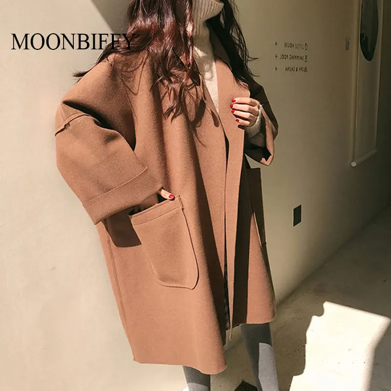 

Женское Свободное пальто в Корейском стиле, повседневное элегантное Свободное пальто большого размера 3XL в минималистичном стиле, с открытым стежком, темпераментная Классическая шикарная одежда на весну
