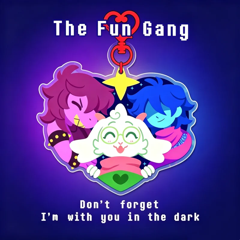 Фото Акриловый брелок Deltarune Fun Gang с Крисом, Сьюзи, Ральзеи, двусторонний, с персонажами игры, подвеска для сумки, украшение, подарок для фанатов №1