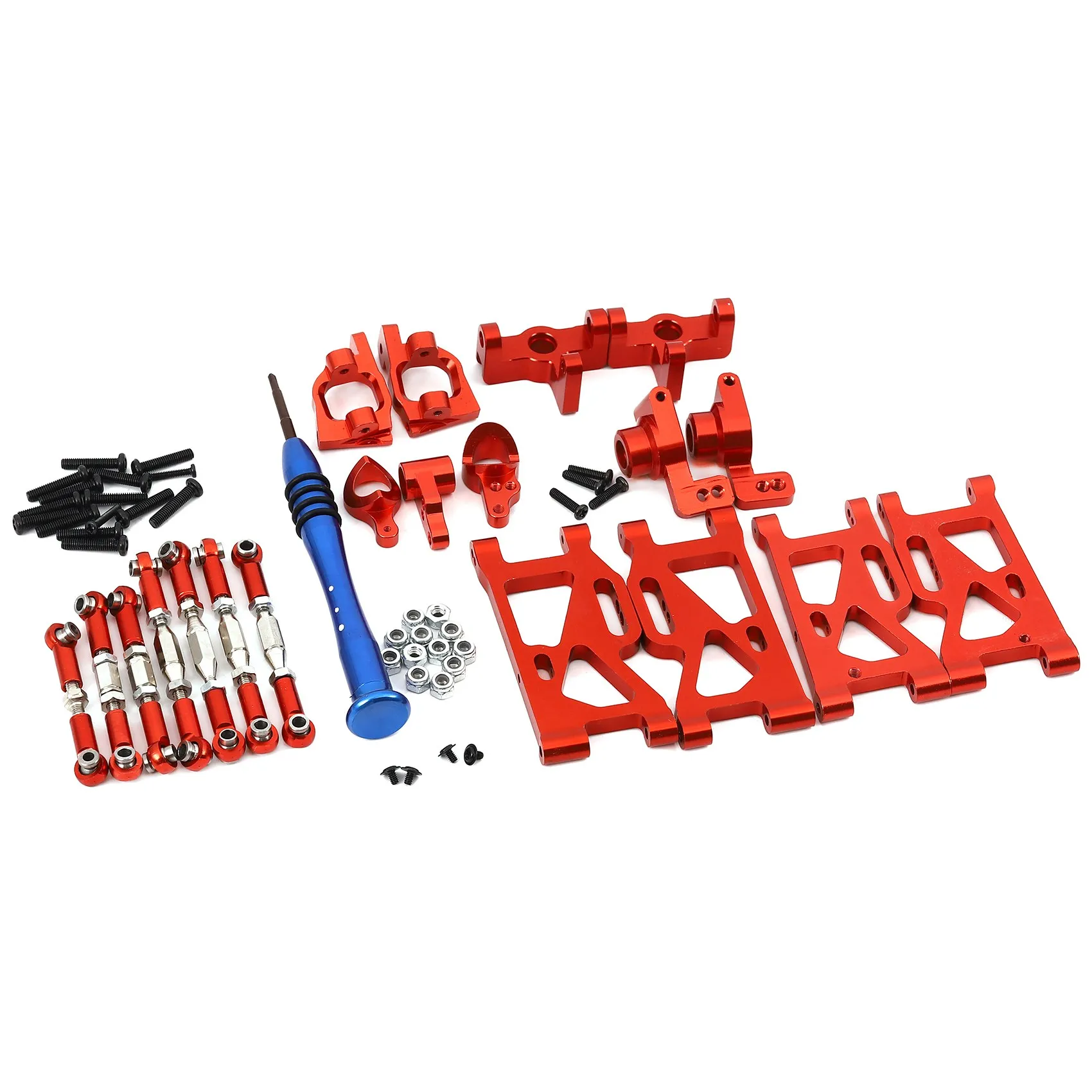

for WLtoys 1:14 144001 RC Car Upgrade Parts Metal Steering Swing Arm Base C Rear Hub Seat Servo Pull Rod,Red
