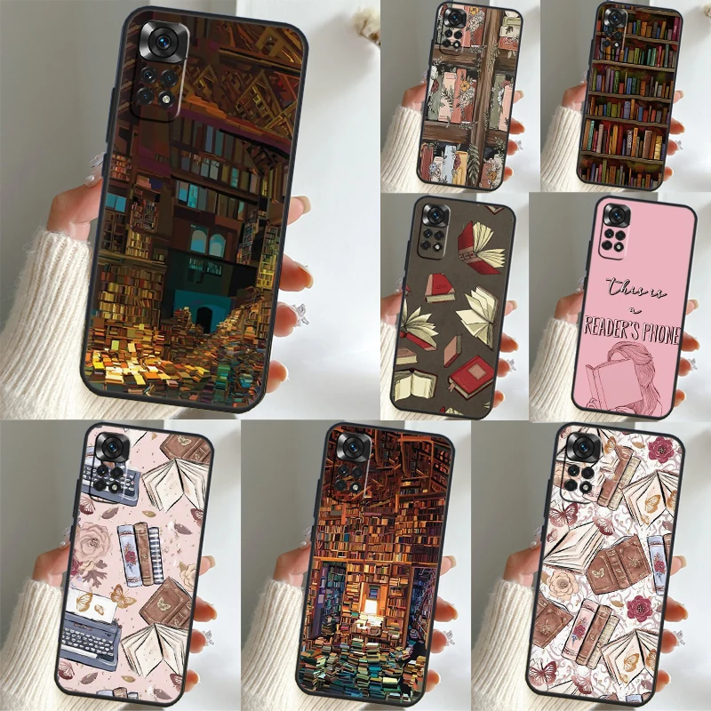 Library  Bookish Case For Xiaomi Redmi Note 12 11 10 Pro Note 8 9 Pro 9S 10S 11S Redmi 9 10 10C 9A 9C Cover