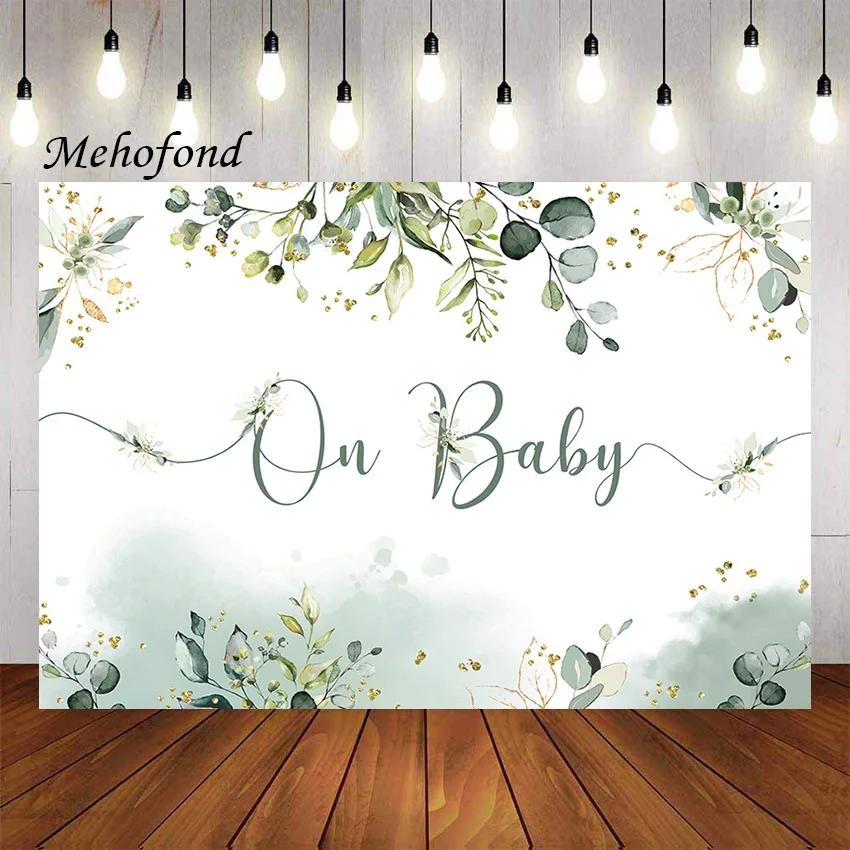 

Mehofond Photography Background Oh Baby Eucalyptus Greenery Leaves Baby Shower Birthday Party Decorations Backdrop Photo Studio
