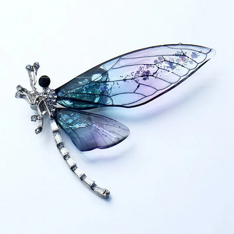 

Vintage Transparent Acrylic Wings Dragonfly Brooches For Women Fashion Rhinestone Insect Animal Pin Badge Party Jewelry