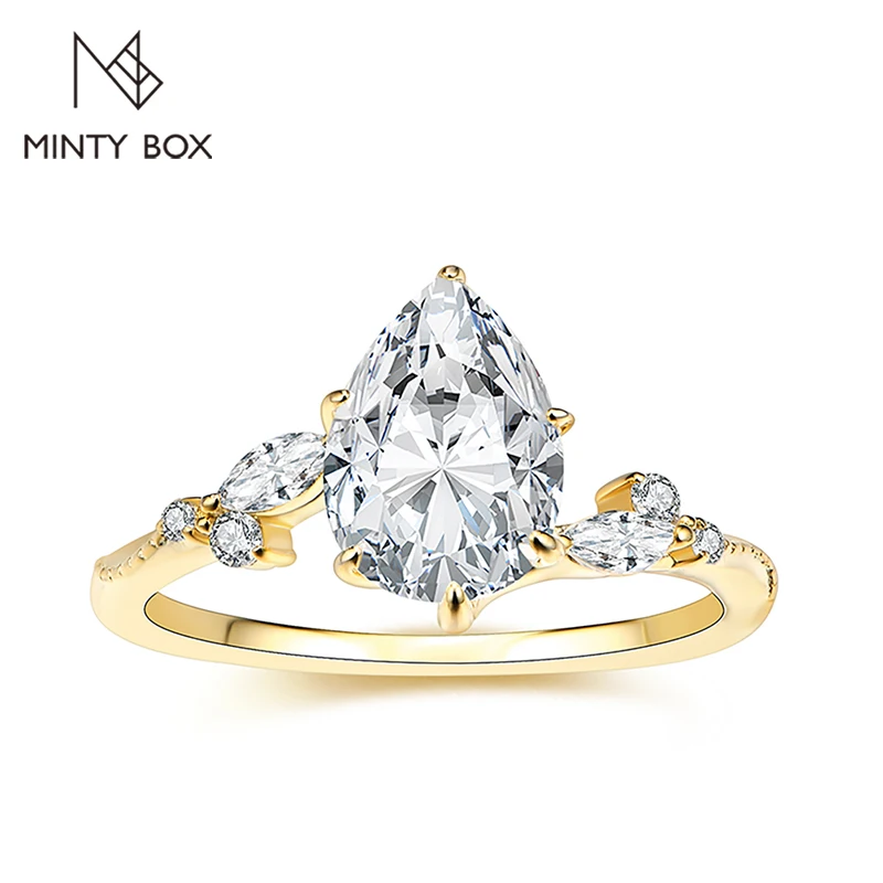 S925 Moissanite Ring 2.0ct D Color Pear Shape 7*10mm Vvs1 14k 18k Gold Engagement Rings For Women Fine Jewelry Gift