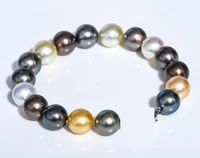 charming 7 510 11mm natural south sea genuine black golden white round pearl bracelet for woman free shipping women jewelry