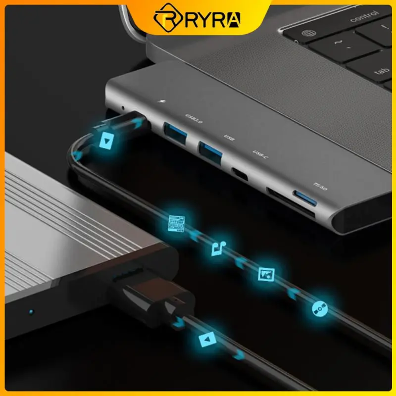 

RYRA 4K Thunderbolt Type-C To HDMI-compatible Adapter Type C Splitter 3 USB C Hub With USB 3.0 TF SD Reader Slot PD For MacBook