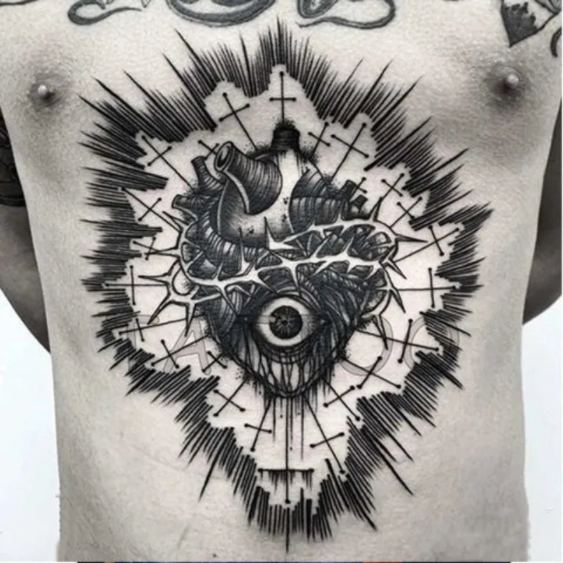 

Тату-наклейка в виде сердца для мужчин и женщин, временная тату-наклейка на спину, искусственная Водонепроницаемая татуировка в стиле панк