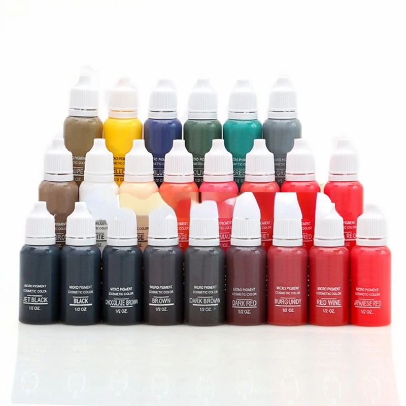 Three Scouts 15ml/bottle Tattoo Ink Microblading Pigments 23 Colors Permanent Makeup Color Natural Eyebrow Dye Plant For Tattoos