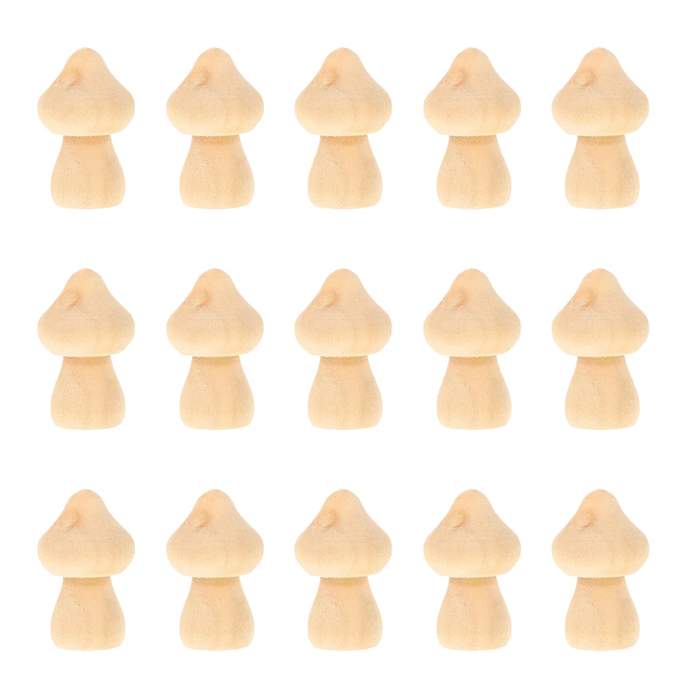 

15Pcs Unfinished Wood Mushrooms Decors Small Wooden Sculpture DIY Toys