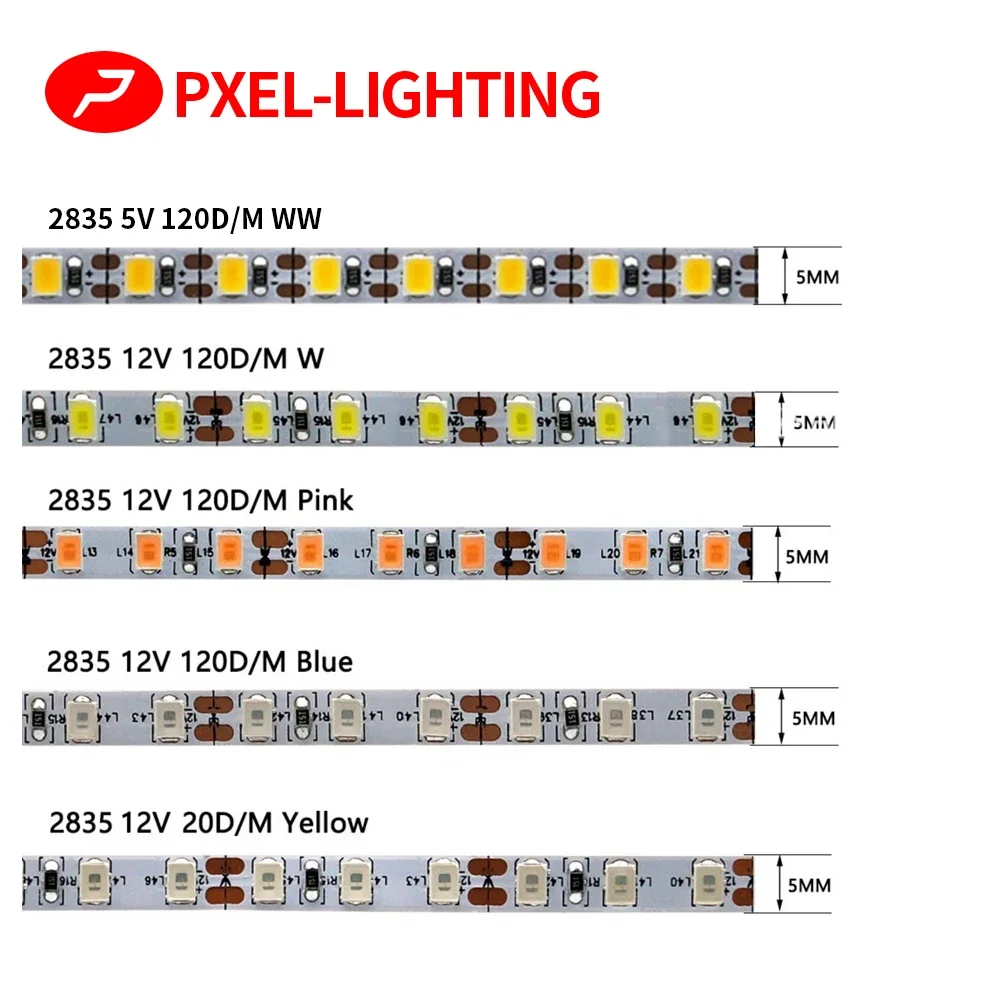 SMD2835 120 светодиодов/м 5 мм 8 12 В постоянного тока 24 фотолампа м 10 белый/теплый