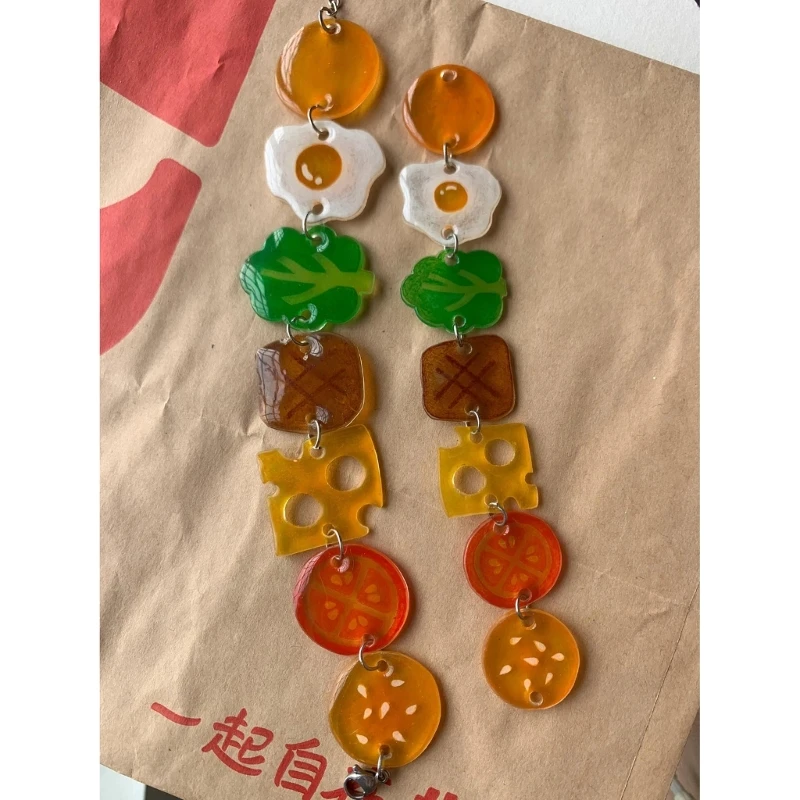 Красочный акриловый браслет-гамбургер с украшением в виде уникальной цепочки на