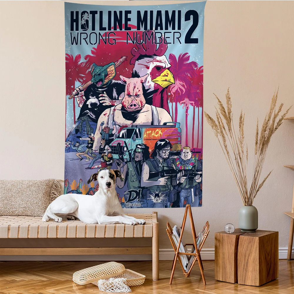 Hotline Майами аниме гобелен хиппи цветок настенные ковры Декор для спальни дешевый