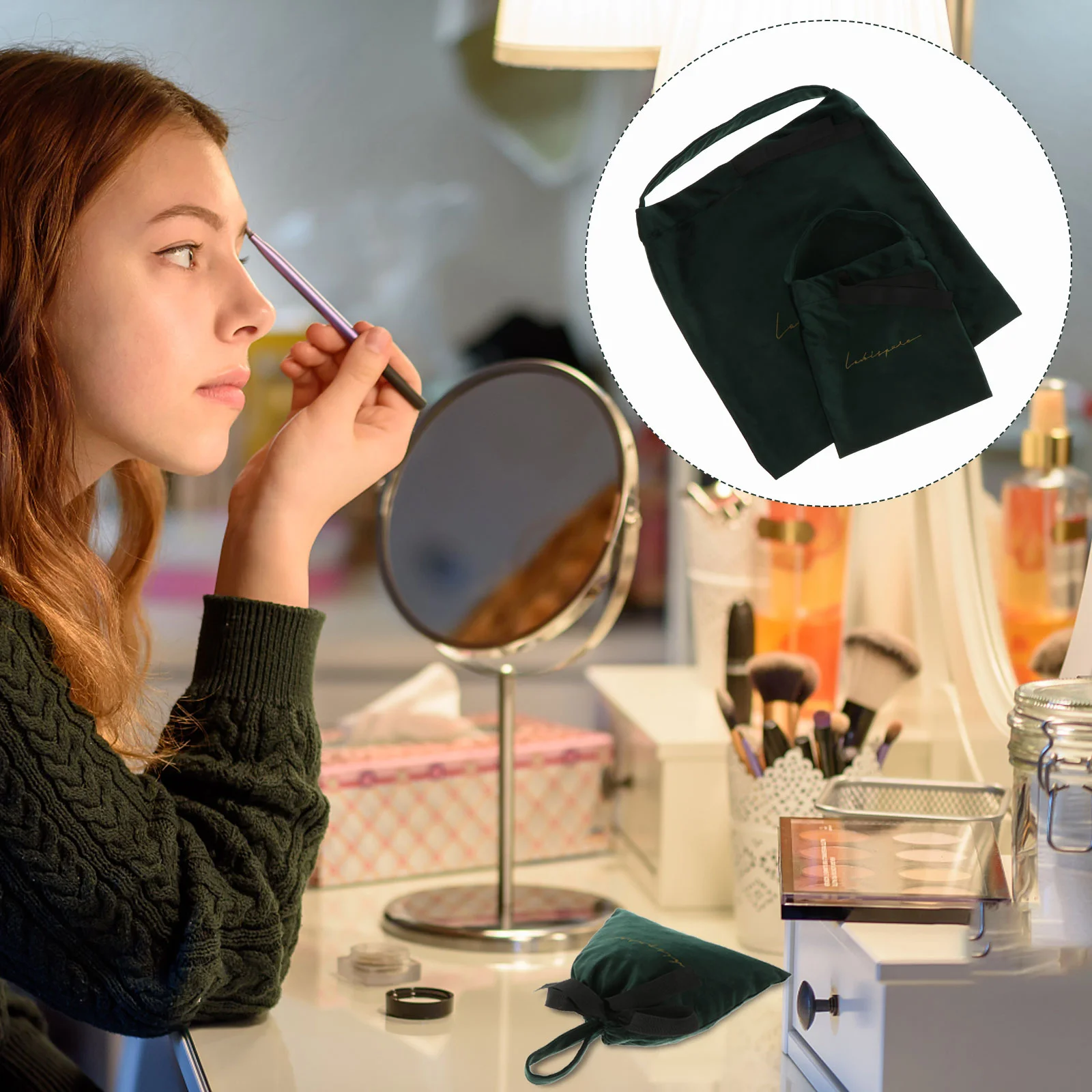 2 шт. сумка на шнурке косметичка-органайзер для макияжа портативные дорожные