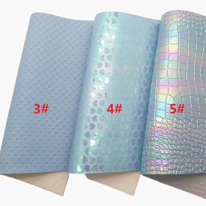 Синие Блестящие Кожаные листы с сердцем и крокодиловым тиснением из