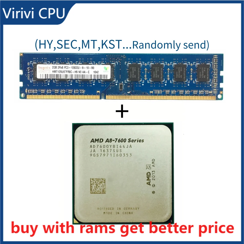 

DDR3 2G 1333Mhz with A8-Series A8-7600 A8 7600 3.1GHz Quad-Core AD7600YBI44JA/ AD760BYBI44JA Socket FM2+