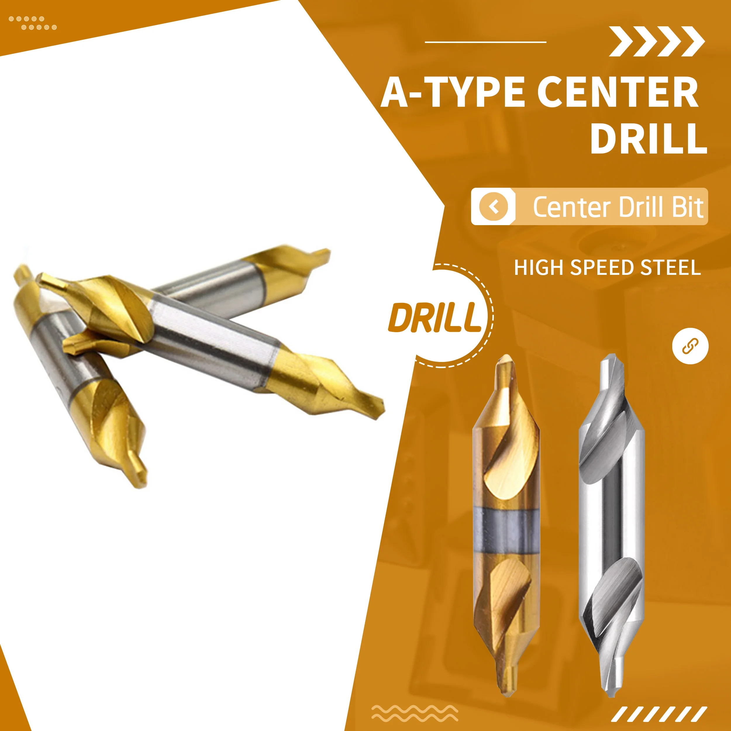 

A-Type Center Drill Centering Drill Spiral Flute Stainless Steel Centering Drill Titan-Plated Cobalt-Containing High-Speed Steel