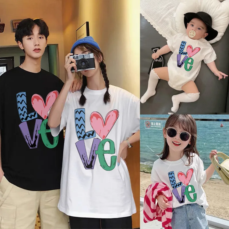 

Family Matching Cotton T-shirt I Love My Mommy and Daddy Clothes for Baby Bodysuit Mom Dad Daughter Son Short Sleeve Tee Shirt