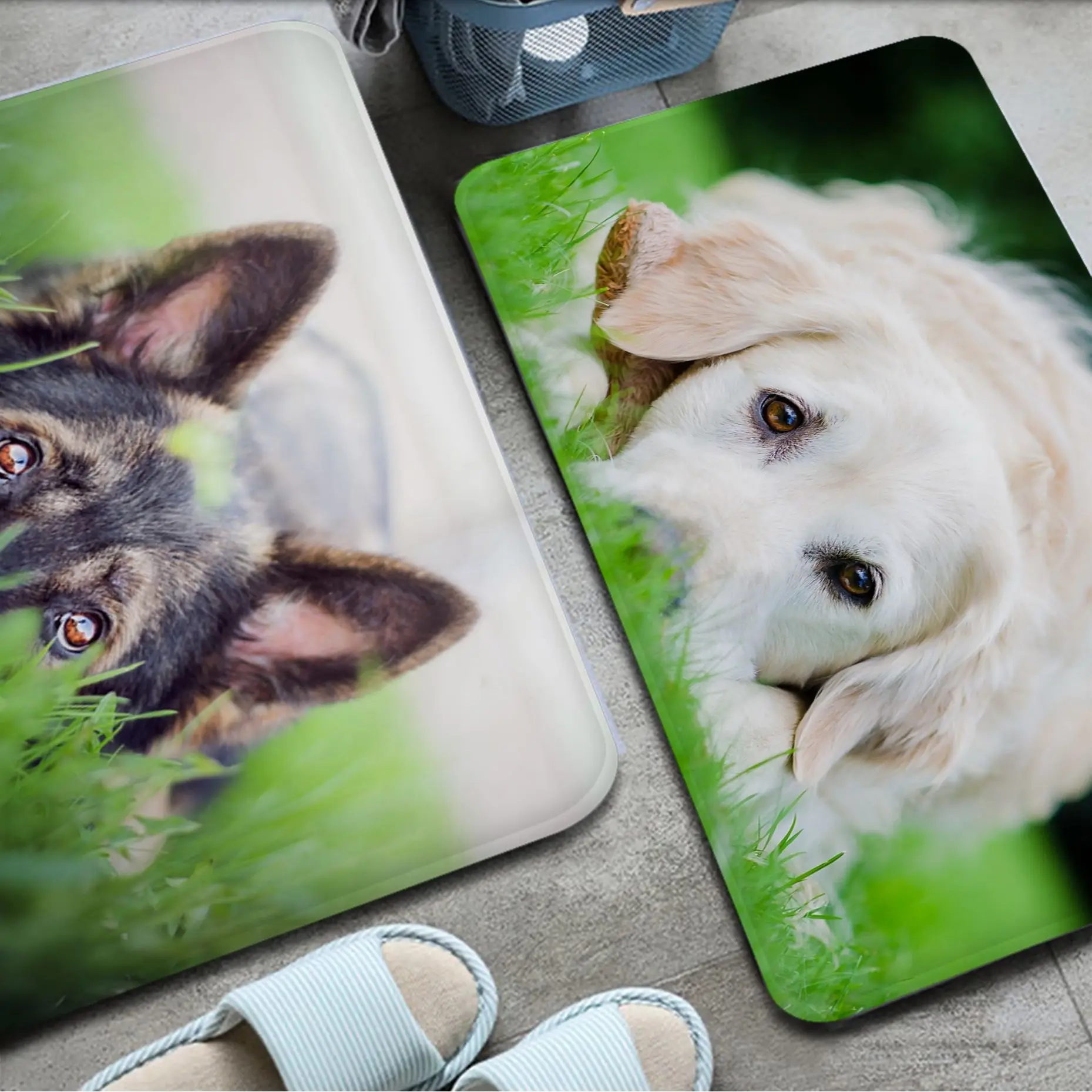 

Cute Pet Dog Print Floor Mat Anti-slip Absorb Water Long Strip Cushion Bedroon Mat Hotel Decor Mat