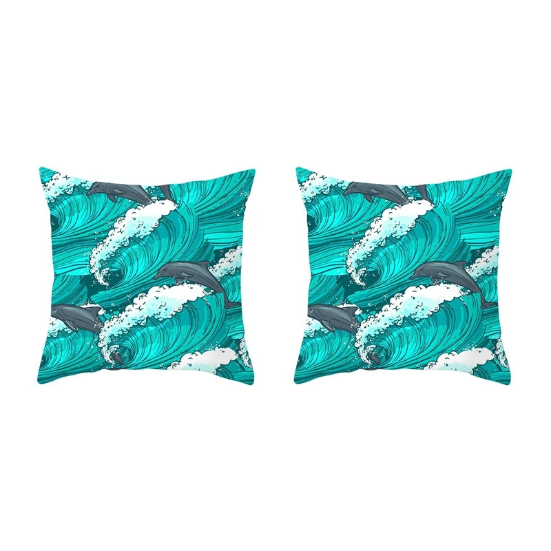 

AT14 Mediterranean Ocean Digital Print Peach Skin Pillow Cushion Cover Home Goods 24