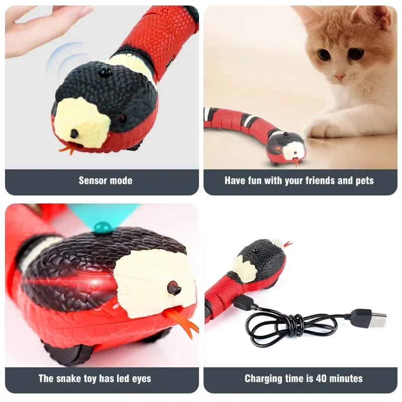 

Smart Automatic Toys Game Cat For Accessories USB Kitten Charging Snake Toys Play Toy Sensing Pet Cats Dogs Interactive Toys