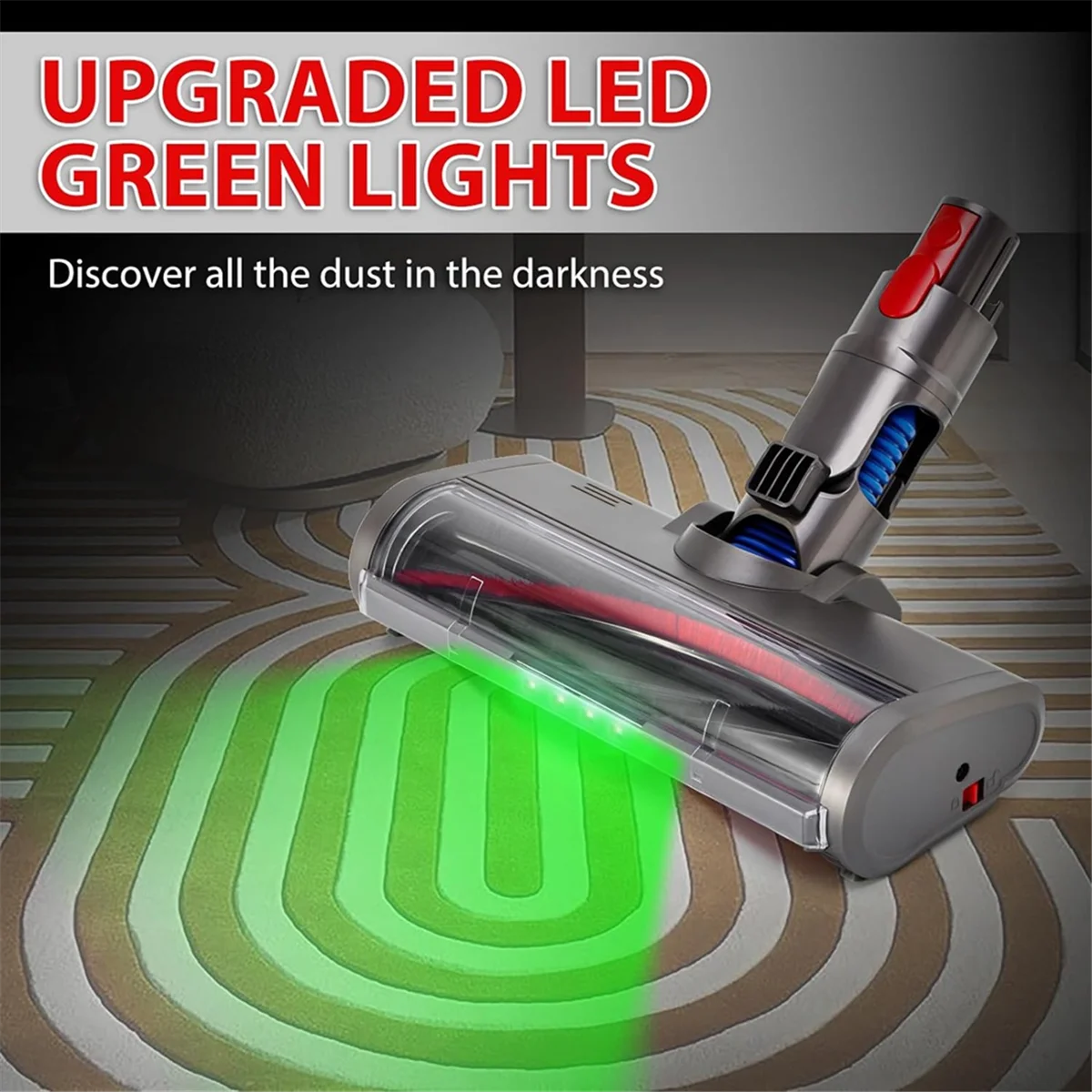 Щетка для пылесоса Dyson V7 V8 V10 V11 V15 Насадка щетки пола с зелеными светодиодами