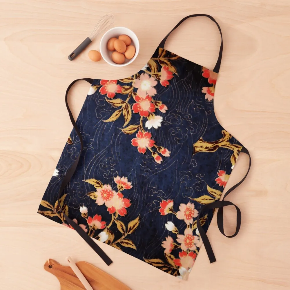 Розовые красные белые весенние цветы в темно-синем японском стиле искусственная