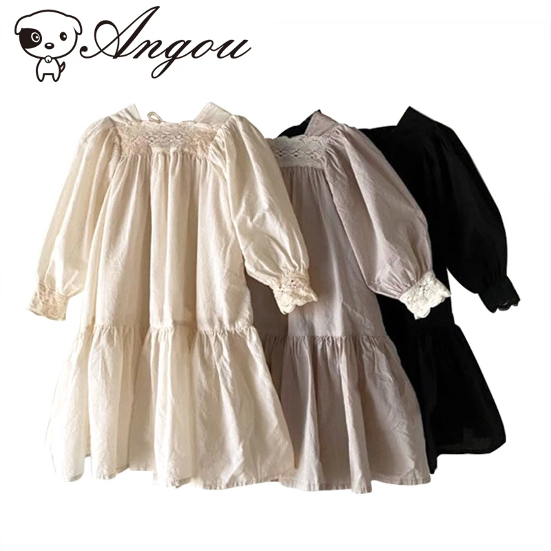 

Spring Autumn 2022 Romper Dress Sister Fashion Clothes New Style Child Baby Girl Long Sleeves Dress Pure Color Princess Dress