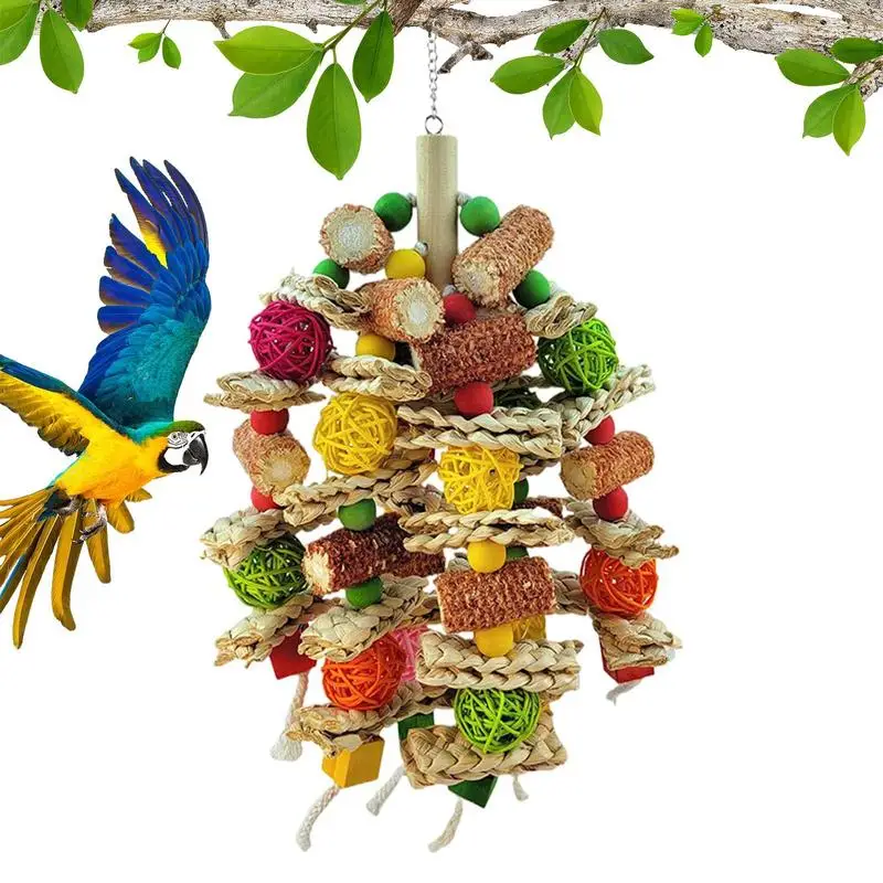 

Parrot Toys Interactive Bite Resistant Chewing Toy Cockatiel Hanging Toy Parakeet Exercise Playing Toy Birds Cage Accessories