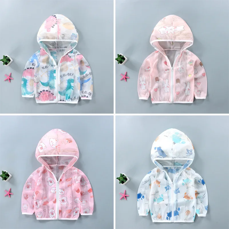 

Summer New Children's Sunscreen Clothing Baby Boys Girls Toddler Lovely Coat Outdoor Breathable Light Jacket Kids Skin Clothes