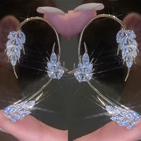 shiny zircon leaf butterfly earrings non pierced ear clip earrings womens pierced ear cuff earring wedding bridal jewelry