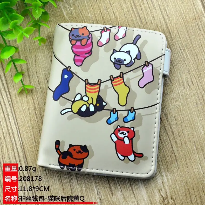 E-Mell Neko Atsume Cat backyard PU Short Wallet