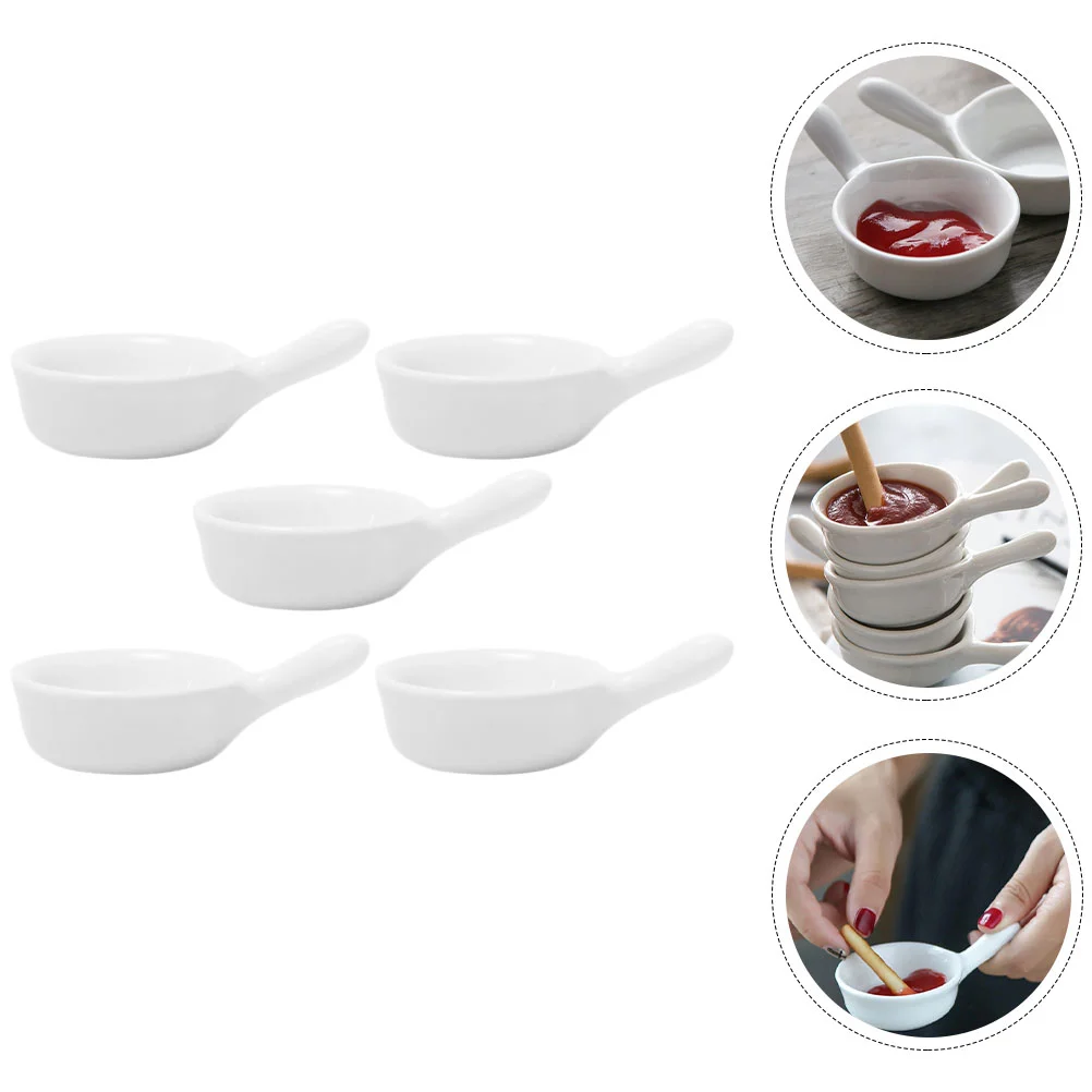 

5 Pcs Dipping Sauce Bowls Trim Tray Ceramic Dip Bowls Decorative Trays Ceramic Saucer Handle The Dish Dip Bowls Saucers Bowl
