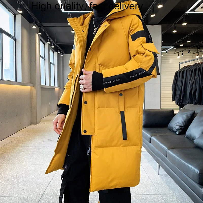 Jacket Men's Down Warm Hooded Fashionable Coat Men Hooded Jackets Warm Lengthen Parka Coat Hight Quality White Duck Down 2003