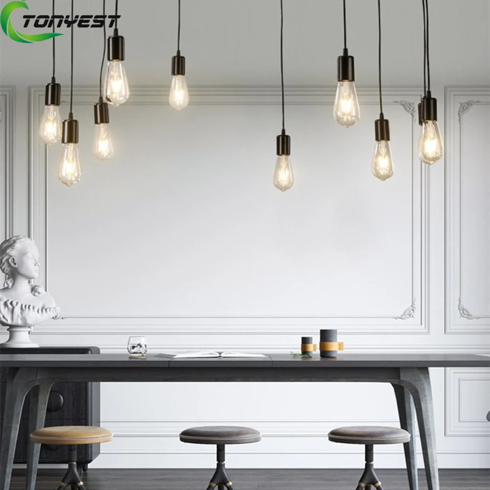 

Ретро лампочка E27 креативный подвесной светильник в скандинавском стиле ручной работы черный подвесной светильник для столовой гостиной л...