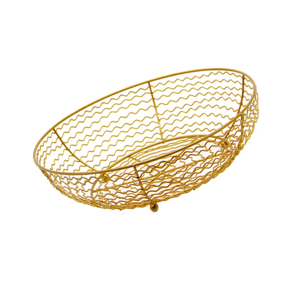 

Fruit Basket Bowl Iron Metal Snack Vegetablestorage Desktop Room Countertop Bread Living Stand Holder Drain