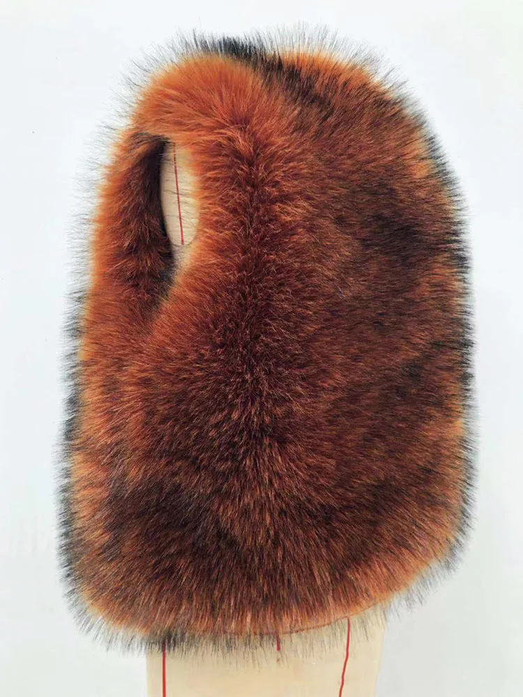 Luxury Fake Fox Fur Shawl Warm Woman Autumn Winter Coat Fluffy 2022 Elegant Sleeveless Vest Y2k Russia Designer Free Shipping