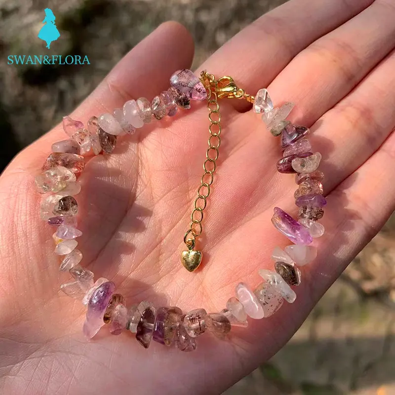 

Natural Super Seven Bracelet For Woman Olivine Crystal Bracelet Jewelry Green Stones Wholesale Healing Energy Gift Lucky