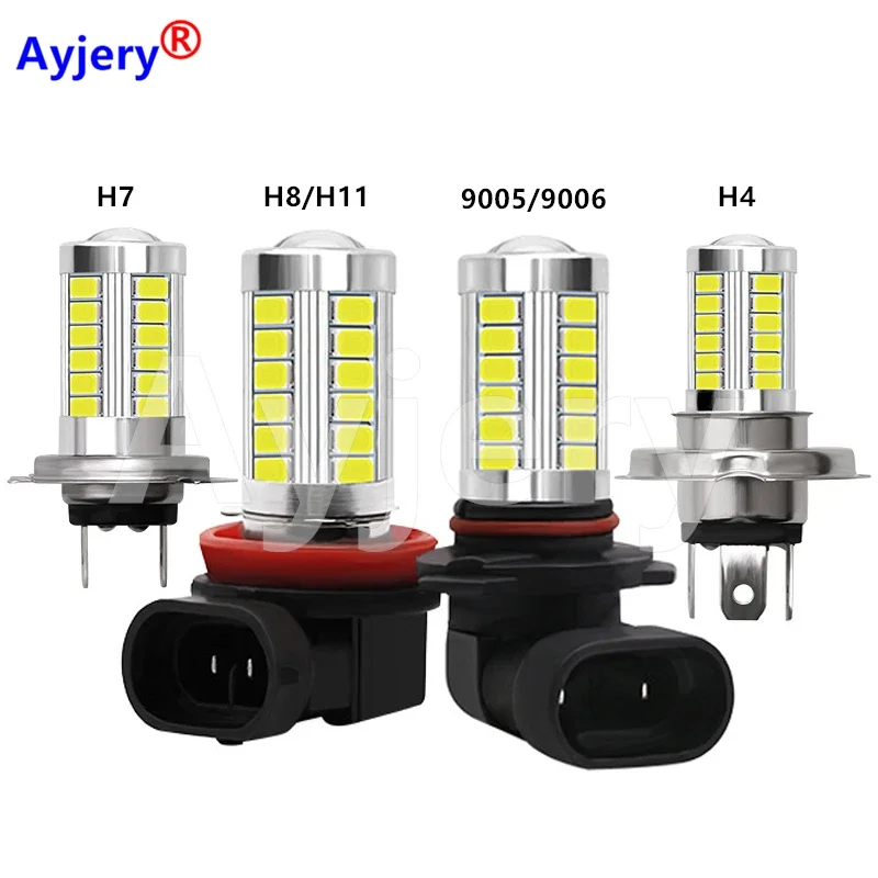 AYJERY 10 шт./лот DC 12V H4 H7 H8 H11 HB3-9005 светодиодные автомобильные лампы 33 SMD 5630