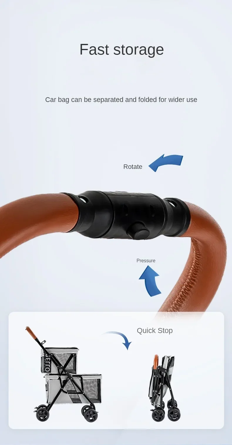 Прогулочная коляска для домашних животных двухслойная Складная дышащая двух