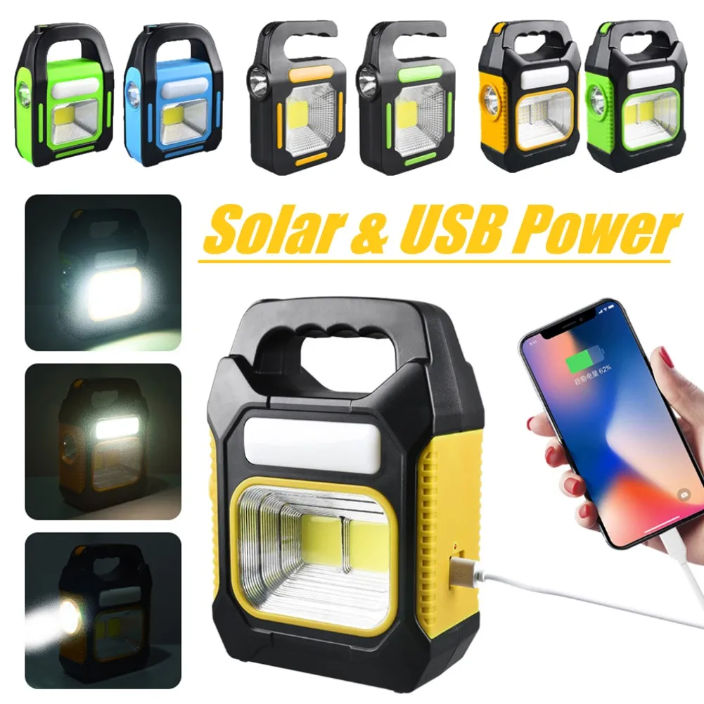 

Светодиодный фонарь на солнечной батарее, Водонепроницаемый аварийный светильник с COB матрицей, с зарядкой от USB, для активного отдыха, Походов, Кемпинга