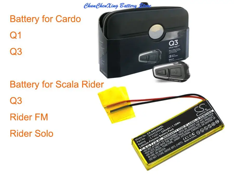 

Аккумулятор OrangeYu 320 мАч WW452050PL_C для Cardo Q1, Q3, для Scala Rider Q3, Rider FM, Rider Solo